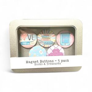 Bookish Magnet Button Set - 5 Pack in Metal Gift Tin